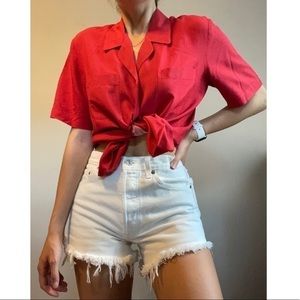 Vintage 100% Silk Charter Club Red Button Up Blouse